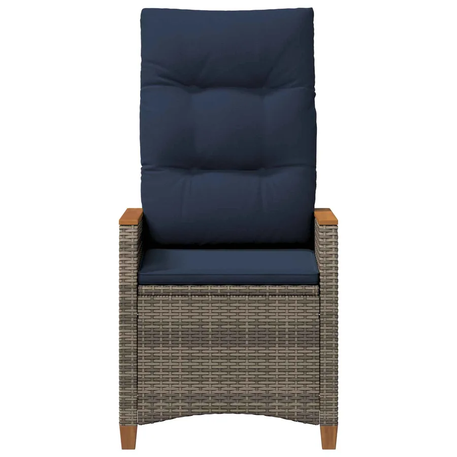 Chaise de jardin inclinable 2 pcs Gris et bleu marine polyrotin - 5