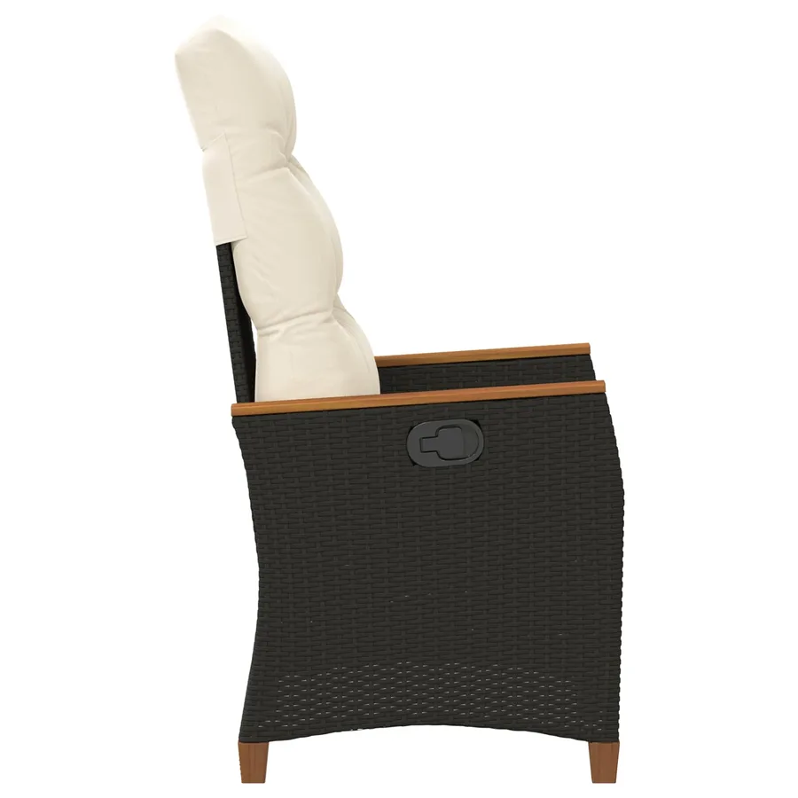 Chaise de jardin inclinable Noir et Crème 64 x 57,5 x 112 cm - 5
