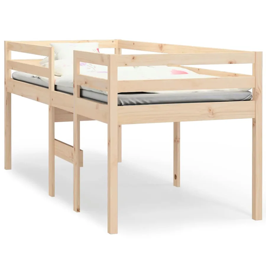 Lit haut sans matelas 75x190 cm bois de pin massif - 2