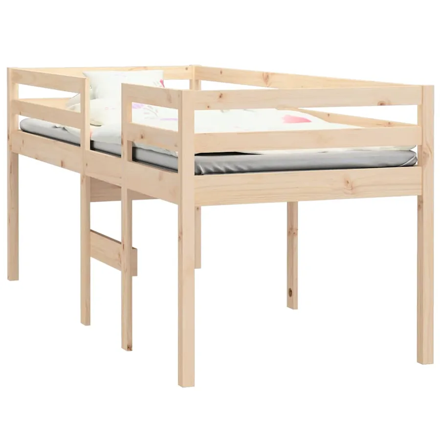 Lit haut sans matelas 75x190 cm bois de pin massif - 3