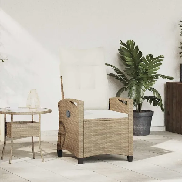 Chaise de jardin inclinable Beige et crème 56 x 60 x 112 cm