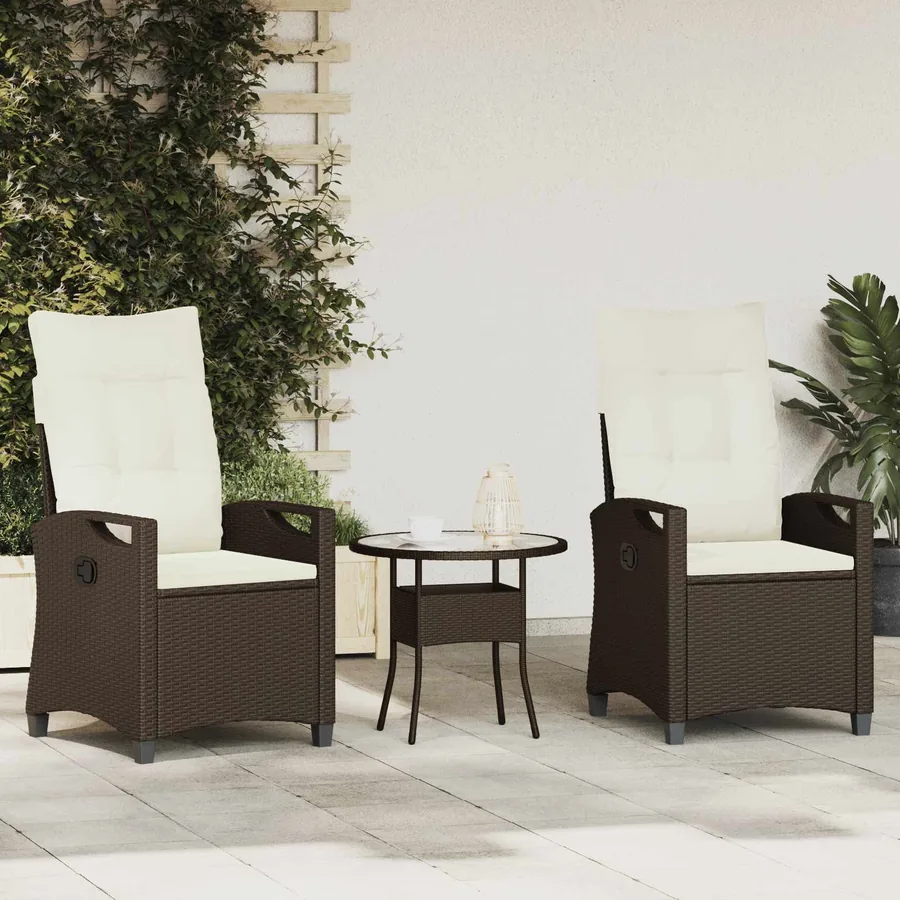 Chaise de jardin 2 pcs Marron et Crème 56 x 60 x 112 cm