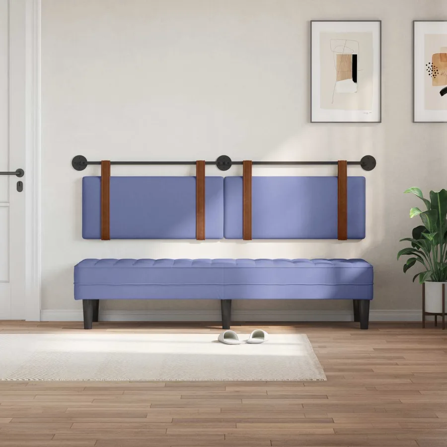 Tête de lit suspendue Bleu denim PU antique - 3