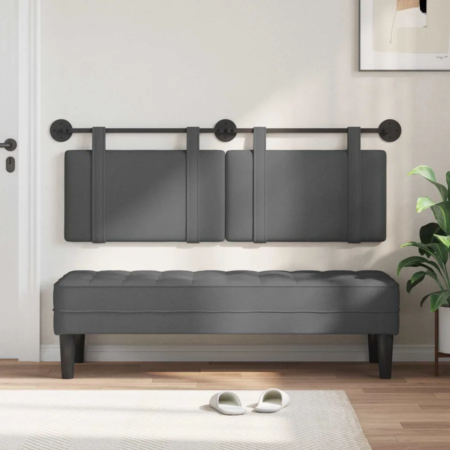 Tête de lit suspendue Gris foncé Tissu - 3