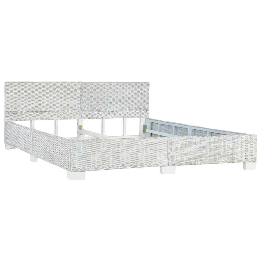 Cadre de lit sans matelas Gris Rotin naturel 180x200 cm - 2