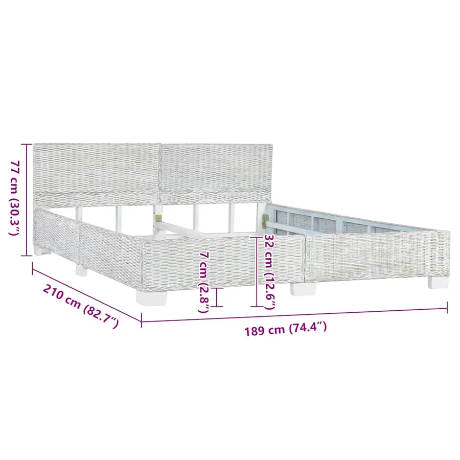 Cadre de lit sans matelas Gris Rotin naturel 180x200 cm - 7