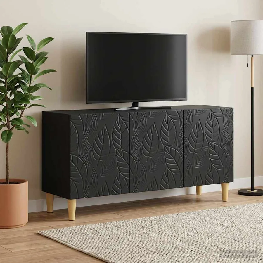 Meuble TV 99 x 34,5 x 50 cm Noir Bois d'ingénierie - 3