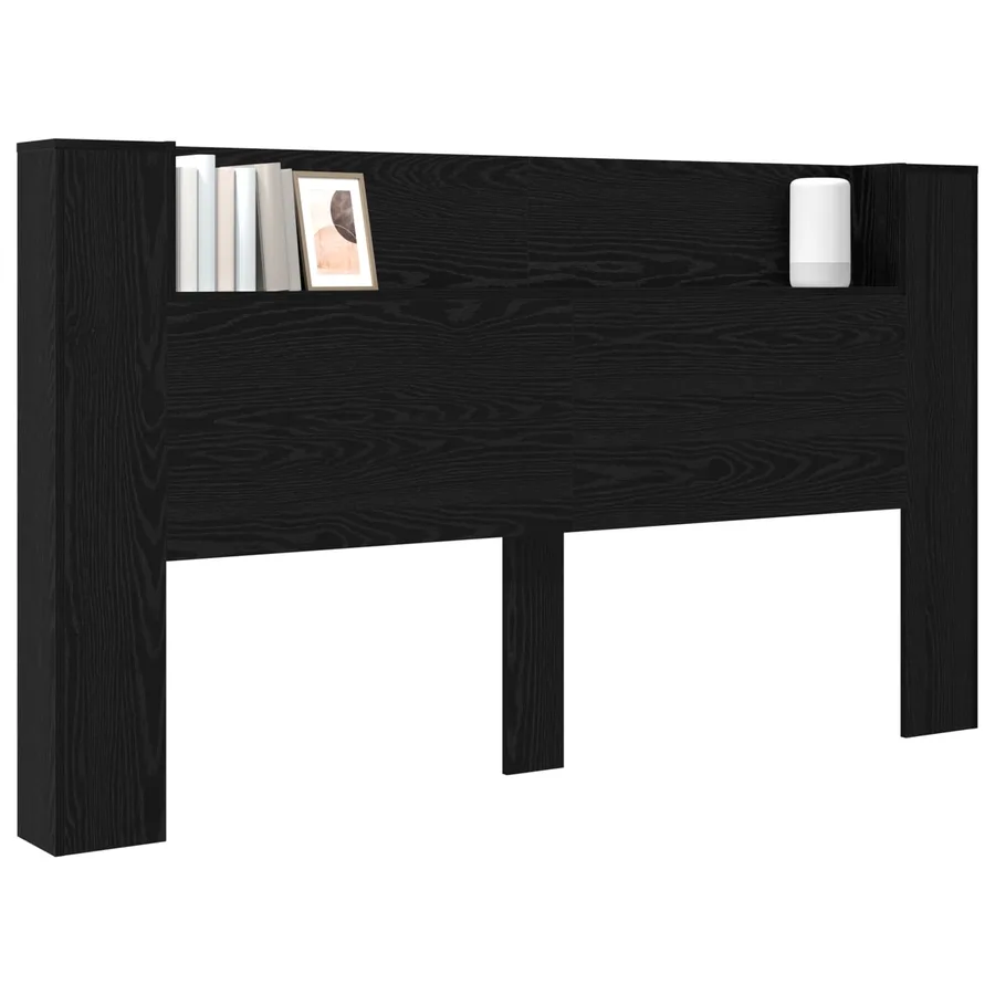 Cabinet de Tête de Lit avec LED Chêne Noir Bois d'ingénierie - 3