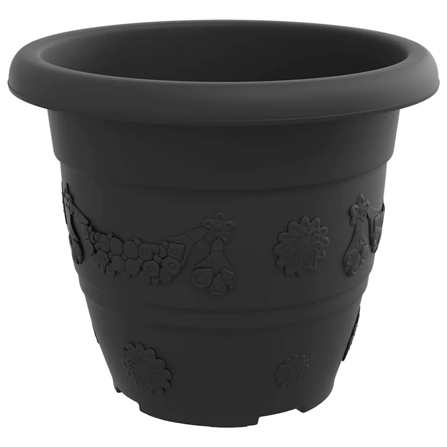 Pot à fleurs rond 6 pcs Noir Ø 26 x 21,5 cm Plastique - 5