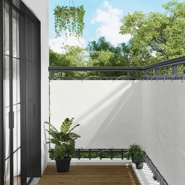Écran de balcon Blanc 110 x 600 cm Tissu Oxford