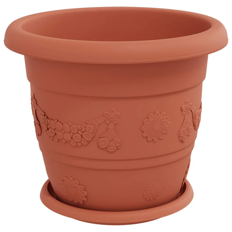 Pots de plantes 6 pcs Rouge brique Ø 30 x 25 cm Plastique - 5
