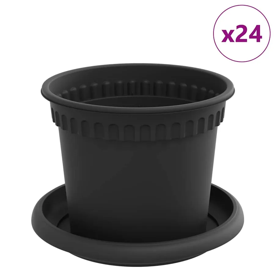 Pots de plantes 24 pcs Noir Ø 12,5 x 10 cm Plastique - 2