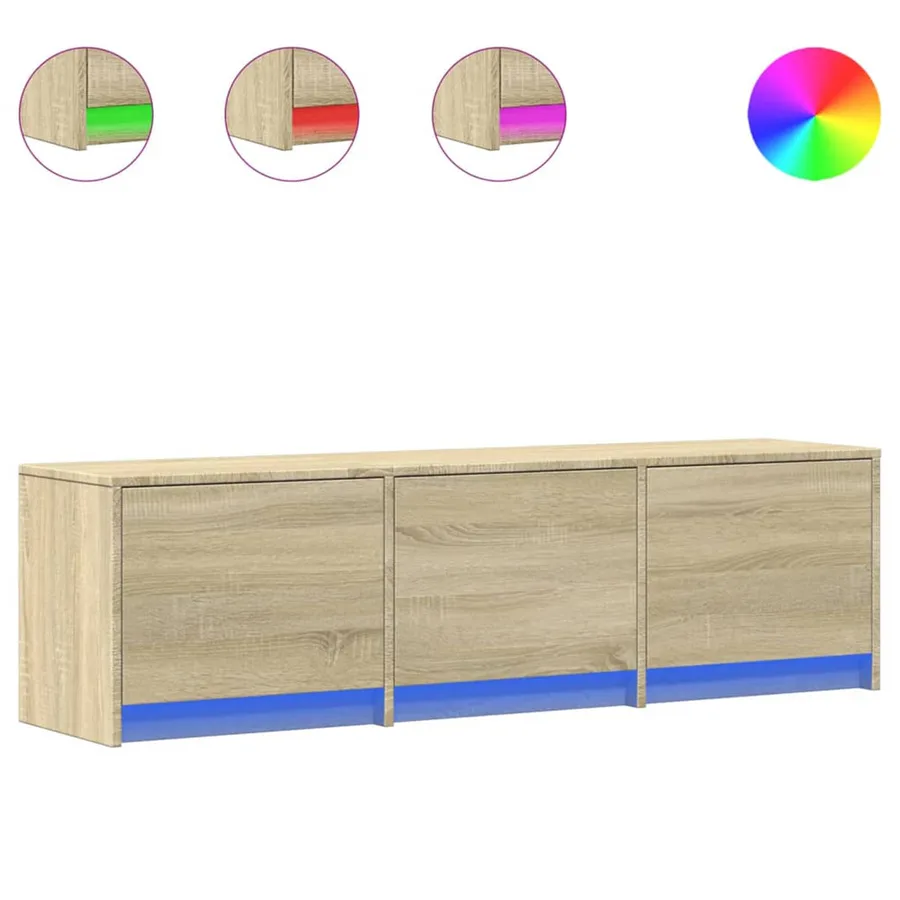 Meuble TV avec LED Sonoma 140 x 34 x 40 cm Bois d'ingénierie - 3