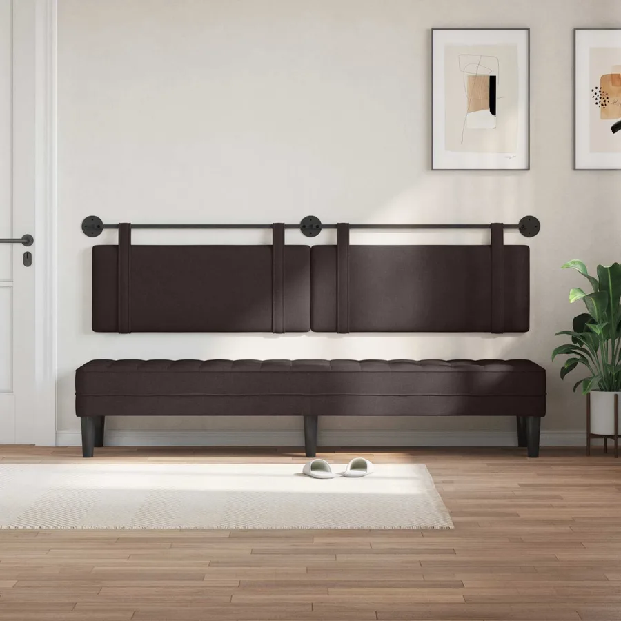 Tête de lit suspendue Marron foncé Tissu - 3