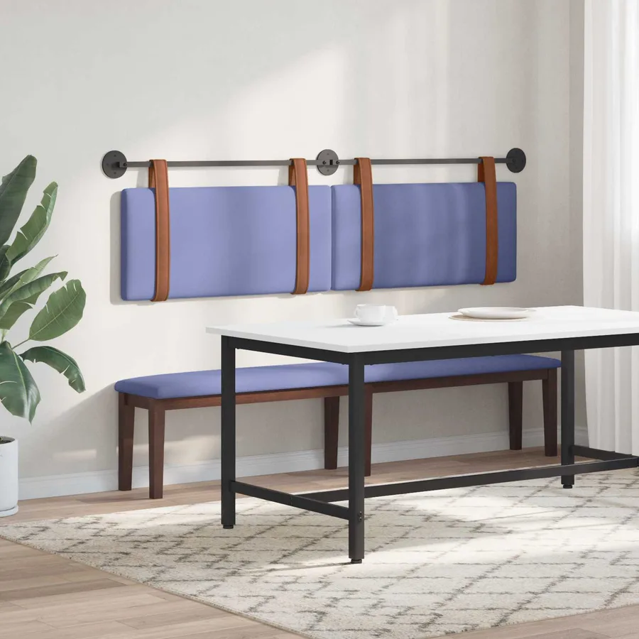 Tête de lit suspendue Uni Bleu denim 190 x 55 x 5 cm PU antique - 4