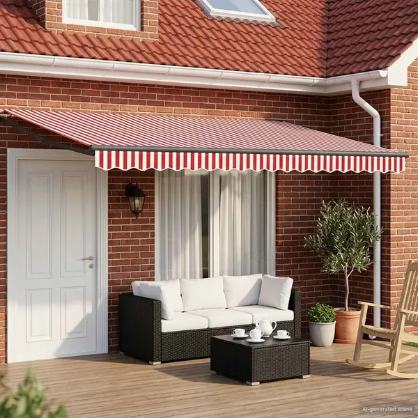 Auvent rétractable électrique Rouge et Blanc 4 x 2 m