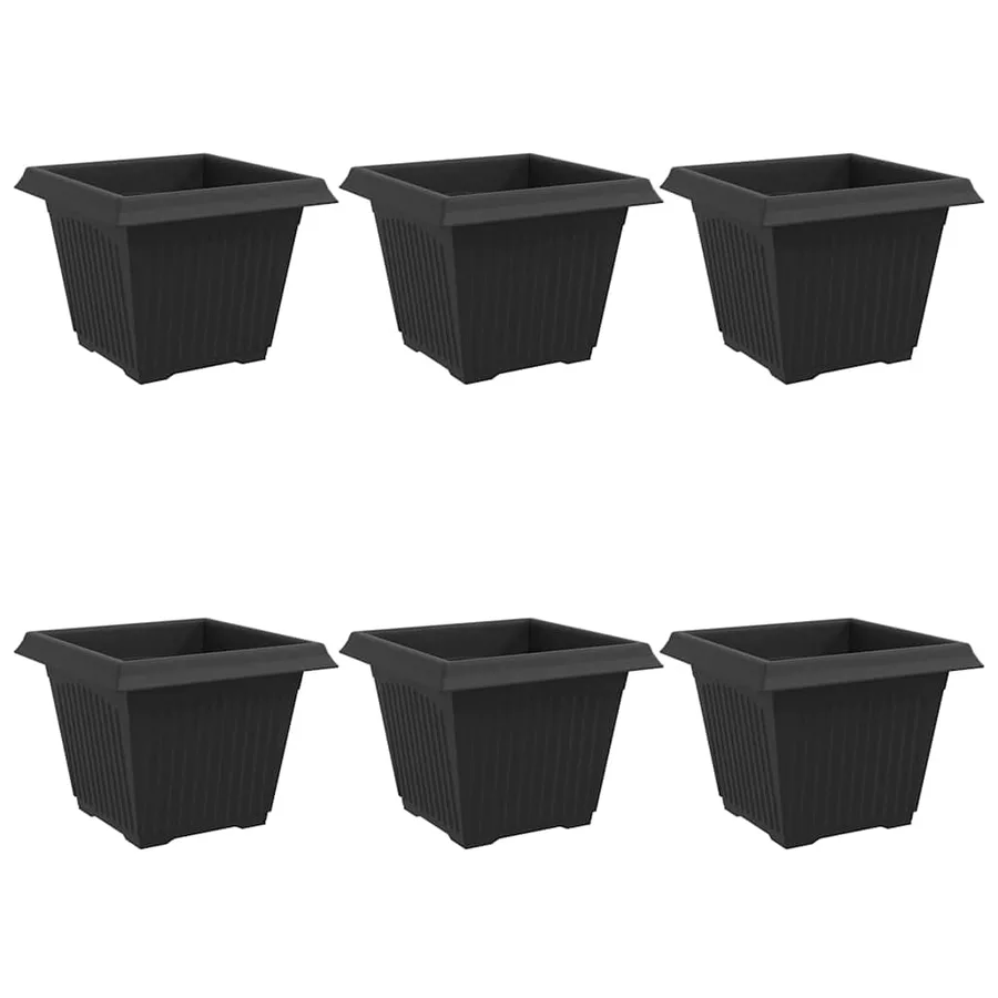 Pot de Fleurs Carré 6 pcs Noir 28,5 x 28,5 x 22 cm Plastique - 2