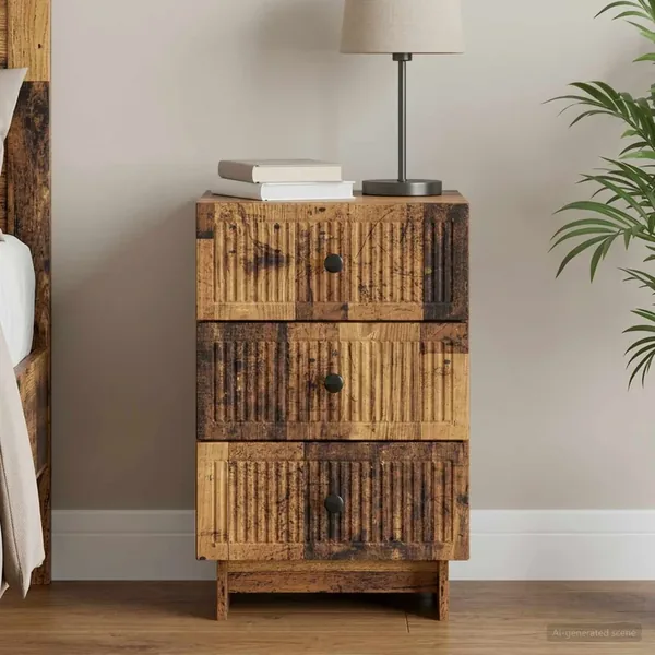 Cabinet de chevet avec tiroir Bois ancien 43 x 41 x 66,5 cm