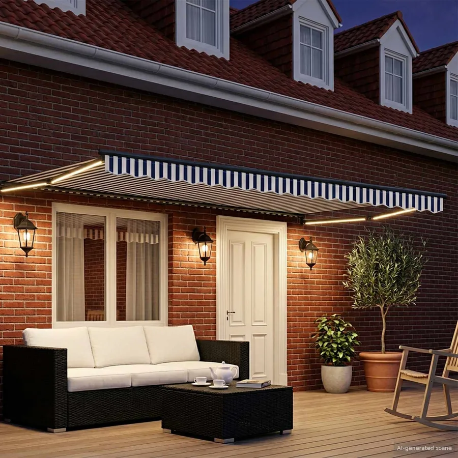 Auvent rétractable électrique Bleu et Blanc 4 x 2 m - 3