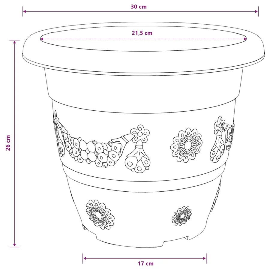 Pots de plantes 24 pcs Noir Ø 30 x 25 cm Plastique - 12
