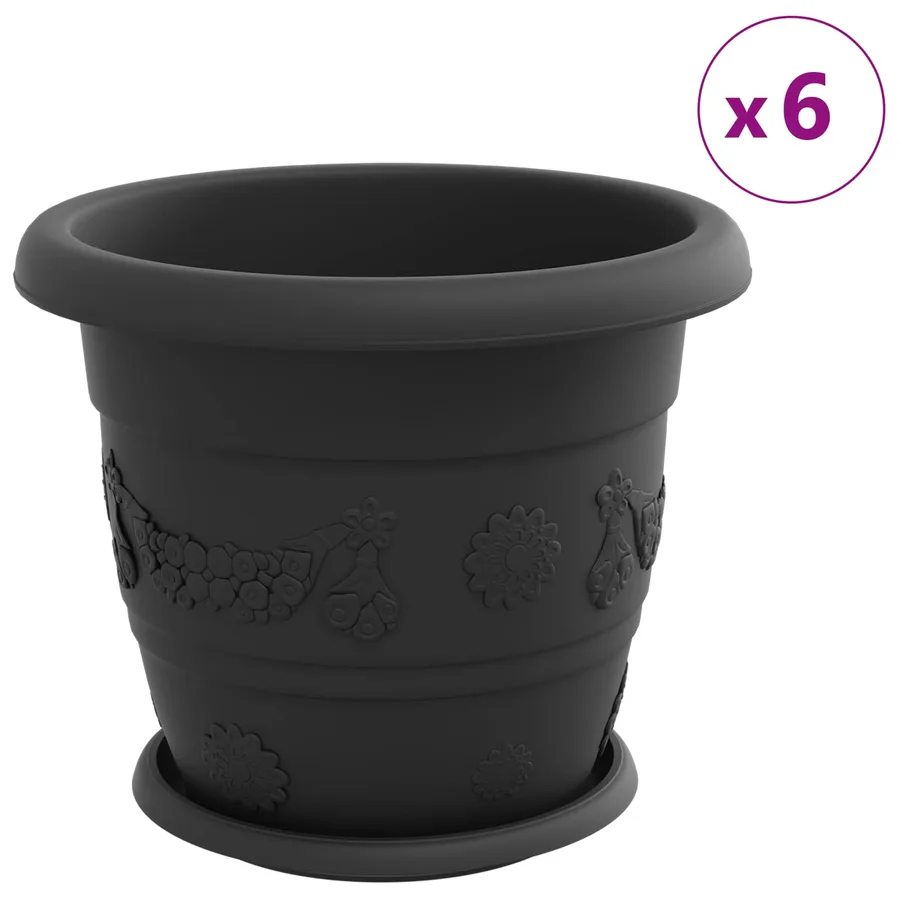Pots de plantes 24 pcs Noir Ø 30 x 25 cm Plastique - 4