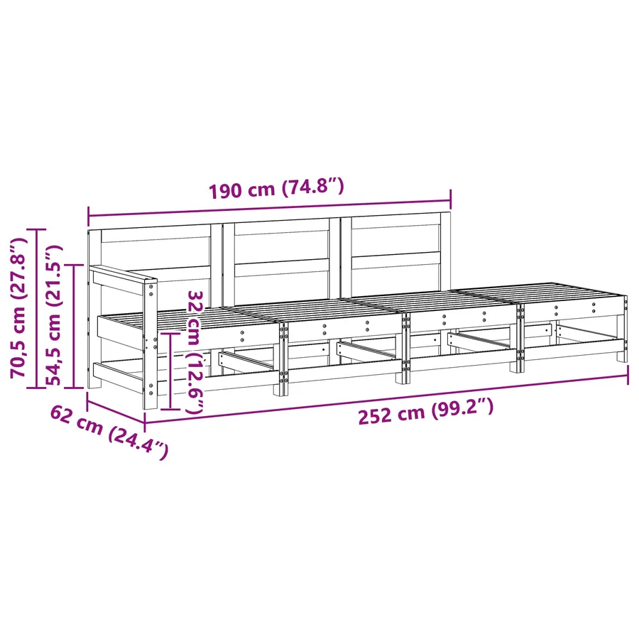 Unité de canapé sectionnel Brun Ciré 252 x 62 x 70,5 cm - 8