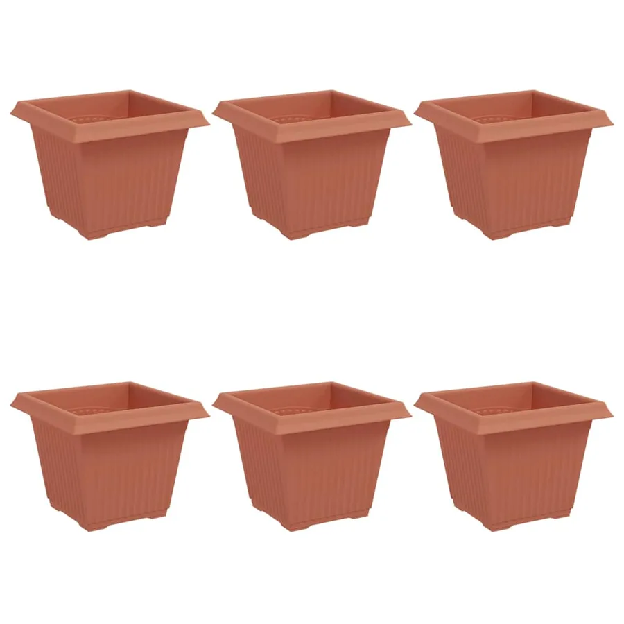 Pot de Fleurs Carré 6 pcs Rouge brique 20 x 20 x 16 cm - 2