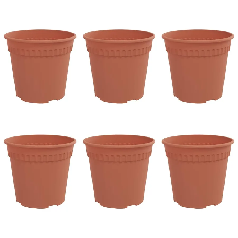 Pot à fleurs rond 6 pcs Rouge brique Ø 19 x 16 cm Plastique - 2