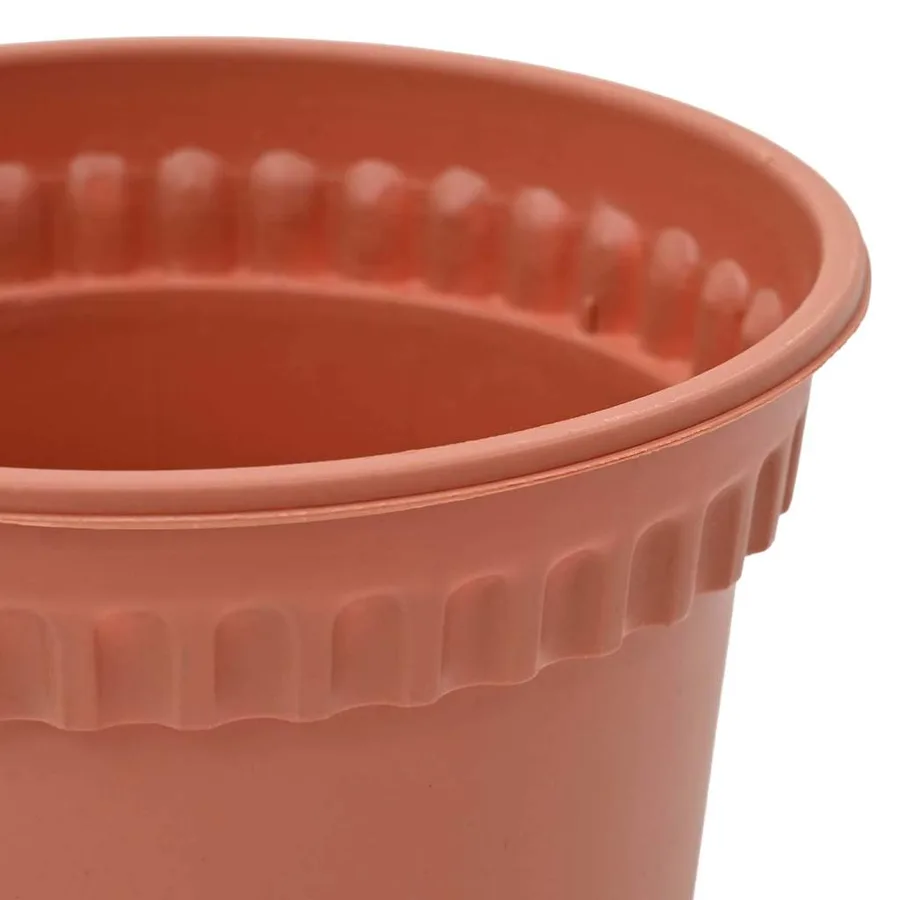 Pot à fleurs rond 6 pcs Rouge brique Ø 19 x 16 cm Plastique - 7