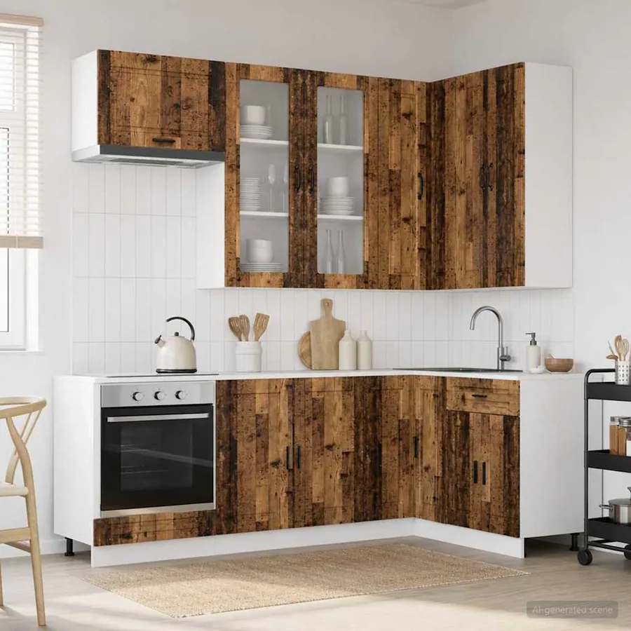 Unité de cuisine PORTO 8 pcs Bois ancien Bois d'ingénierie