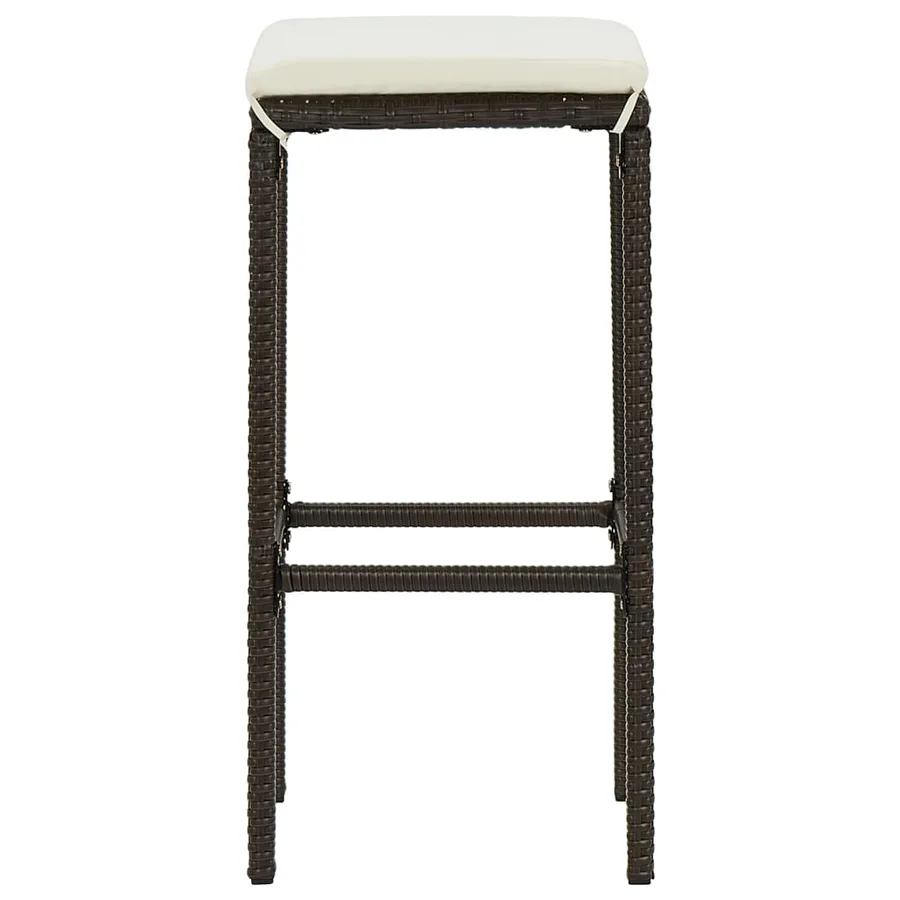 Tabourets de bar avec coussins lot de 2 marron résine tressée - 4