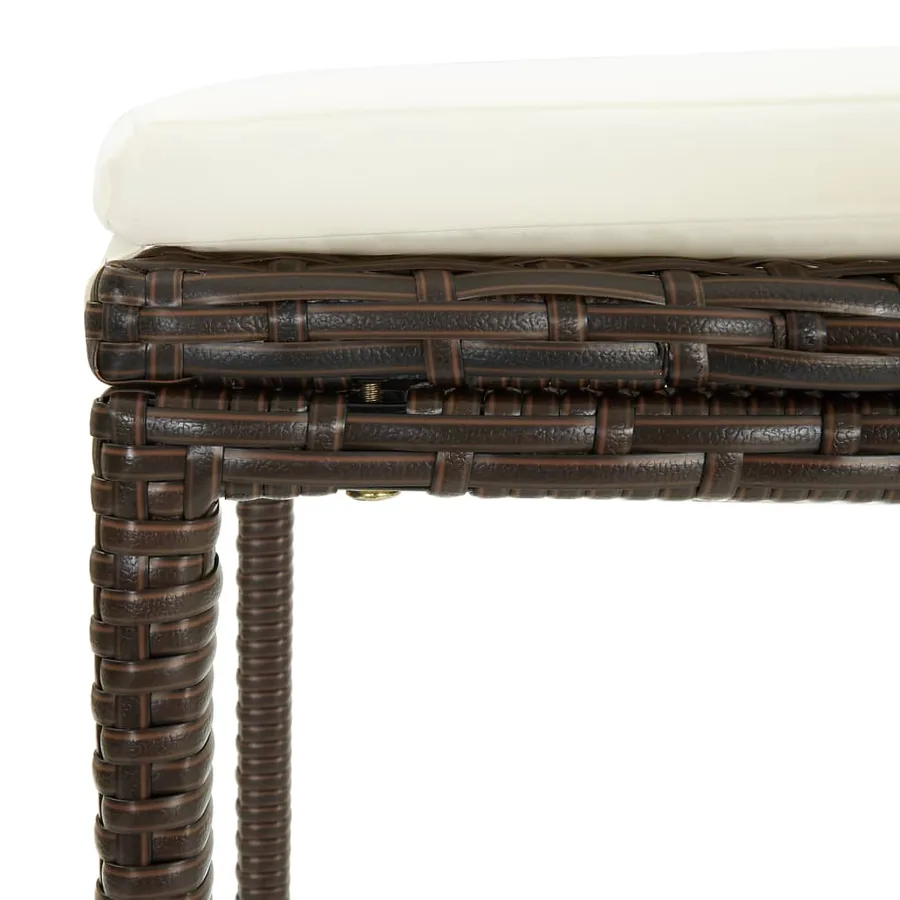 Tabourets de bar avec coussins lot de 2 marron résine tressée - 6