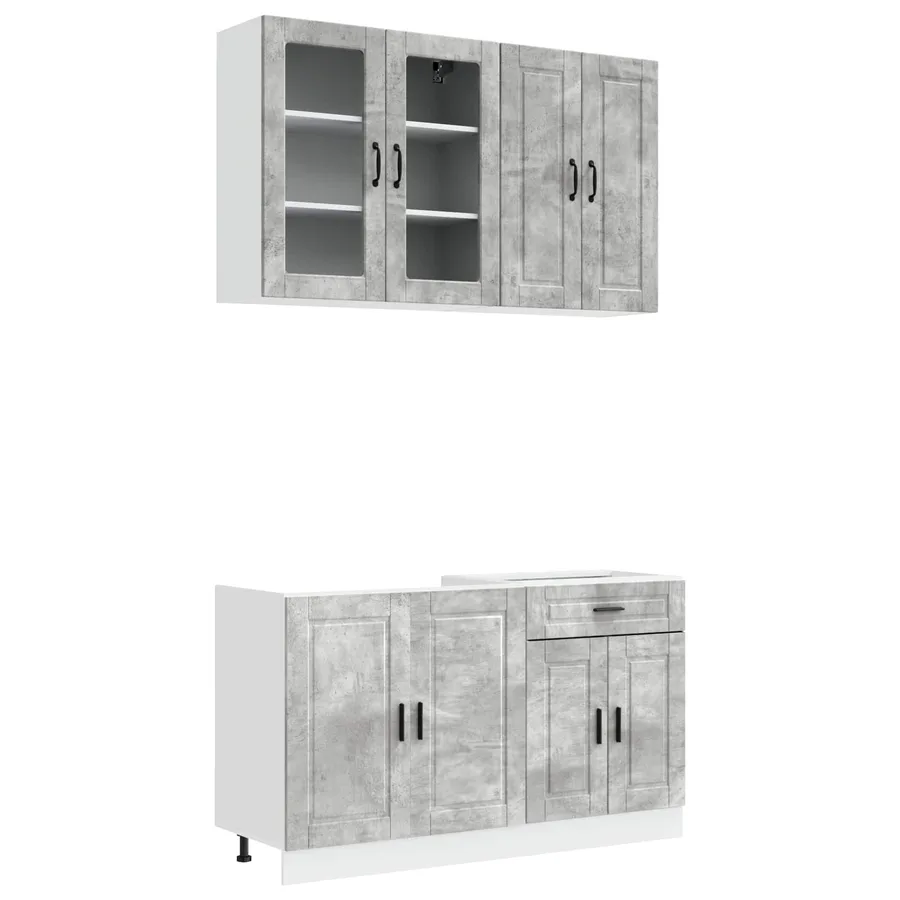 Unité de cuisine PORTO 4 pcs Gris béton Bois d'ingénierie - 2