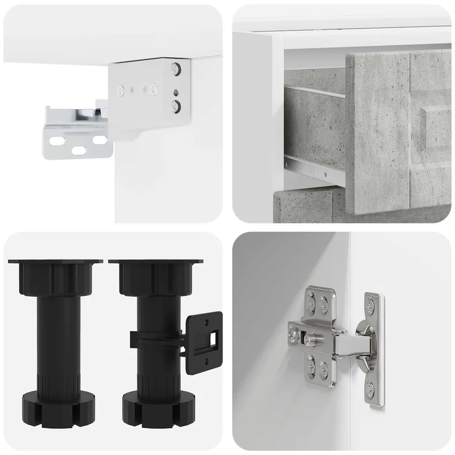 Unité de cuisine PORTO 4 pcs Gris béton Bois d'ingénierie - 4