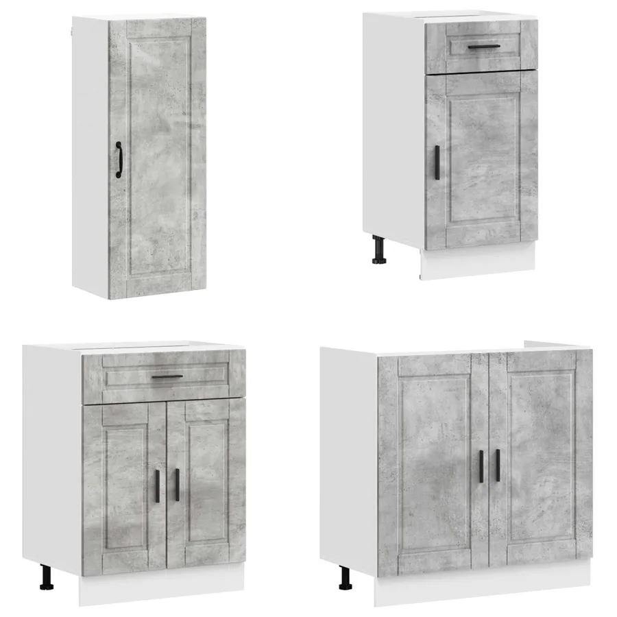 Unité de cuisine PORTO 8 pcs Gris béton Bois d'ingénierie - 3