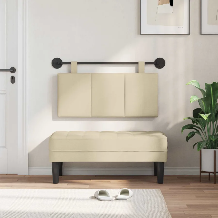 Tête de lit suspendue Crème Tissu - 3