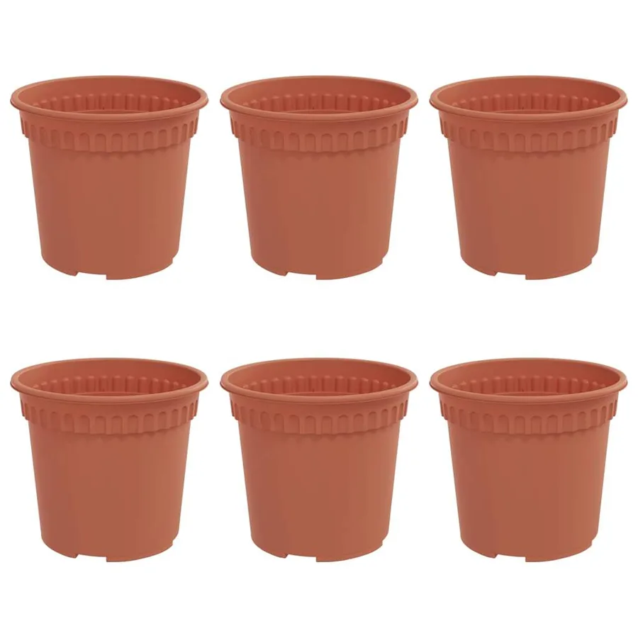 Pot à fleurs rond 6 pcs Rouge brique Ø 15 x 12 cm Plastique - 2
