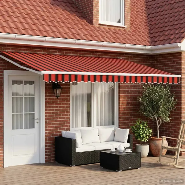 Auvent rétractable électrique Orange et marron 4 × 3 m