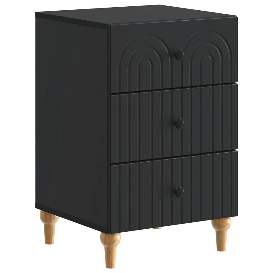 Cabinet de chevet Noir 43 x 41 x 66,5 cm Bois d'ingénierie - 2