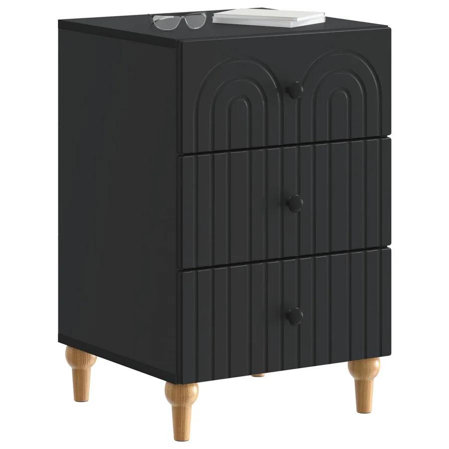 Cabinet de chevet Noir 43 x 41 x 66,5 cm Bois d'ingénierie - 3