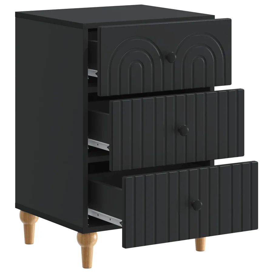 Cabinet de chevet Noir 43 x 41 x 66,5 cm Bois d'ingénierie - 4