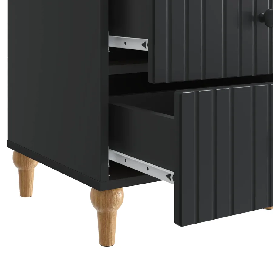 Cabinet de chevet Noir 43 x 41 x 66,5 cm Bois d'ingénierie - 9