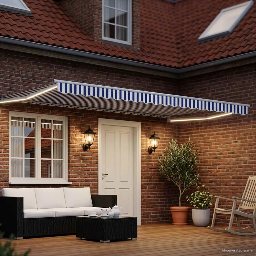 Auvent rétractable électrique Bleu et Blanc 4 × 3 m - 3