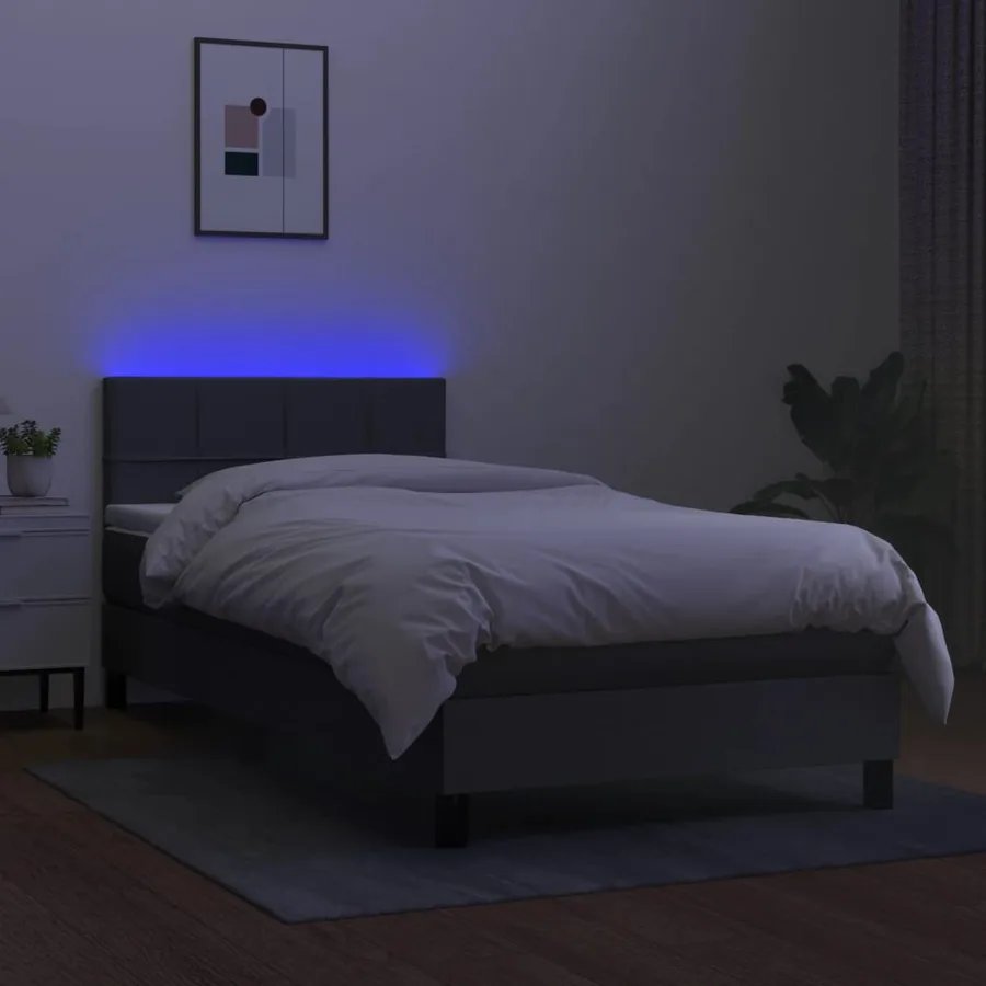 Sommier à lattes de lit avec matelas et LED Gris foncé 80x200cm - 4