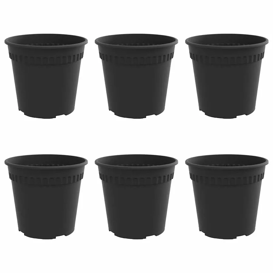 Pot à fleurs rond 6 pcs Noir Ø 19 x 16 cm Plastique - 2