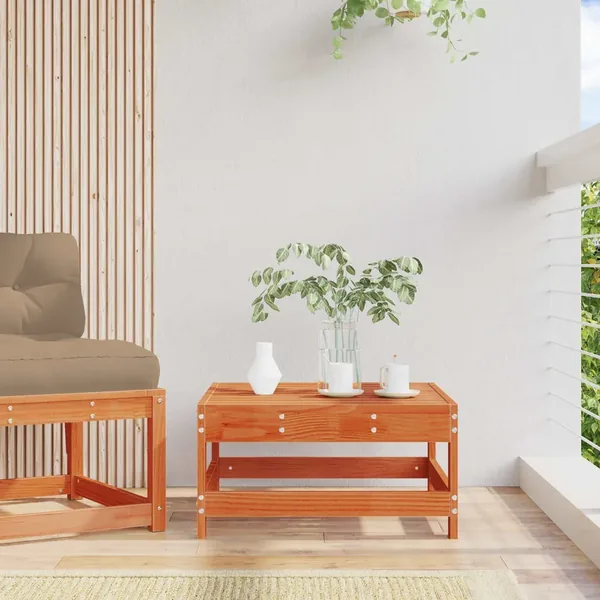 Repose-pieds de jardin Pin massif Brun Ciré 62 x 62 x 32 cm