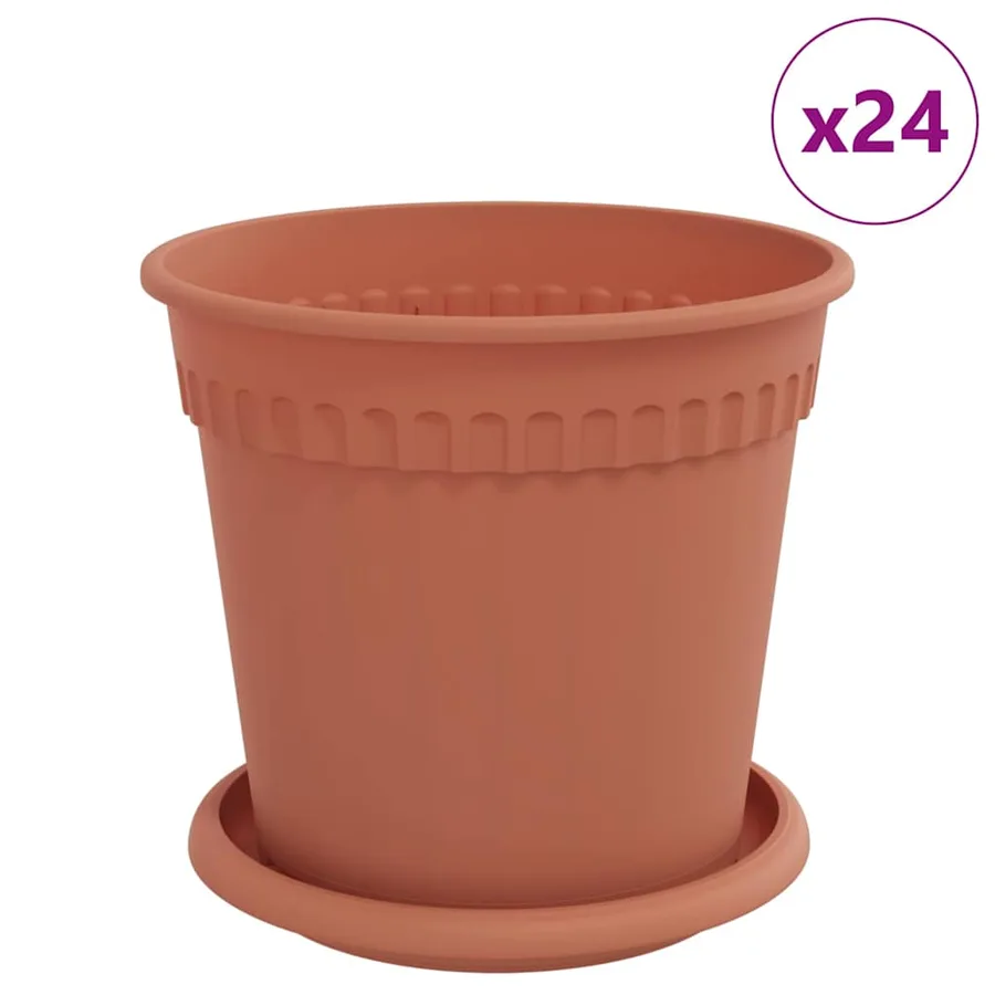 Pots de plantes 24 pcs Rouge brique Ø 17 x 14 cm Plastique - 2