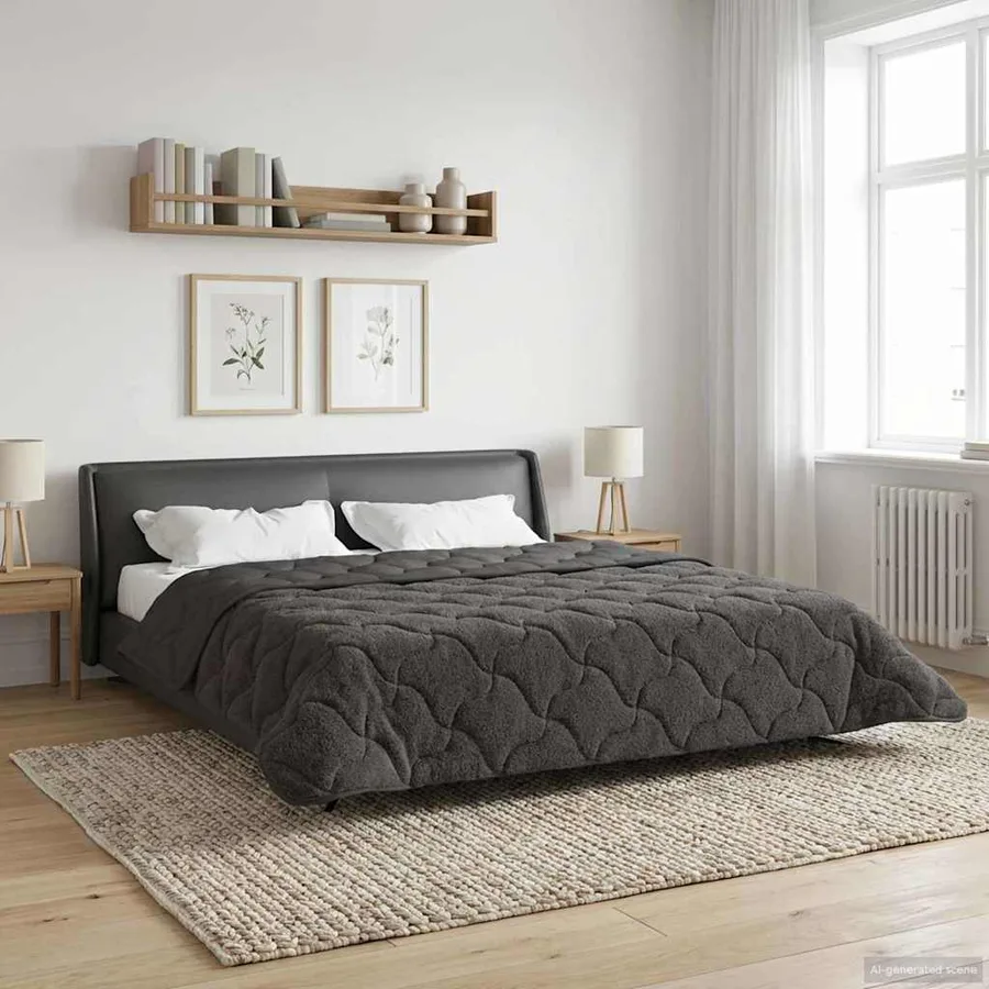 Duvet complet toute l'année Matelassé Anthracite 200 x 200 cm - 4
