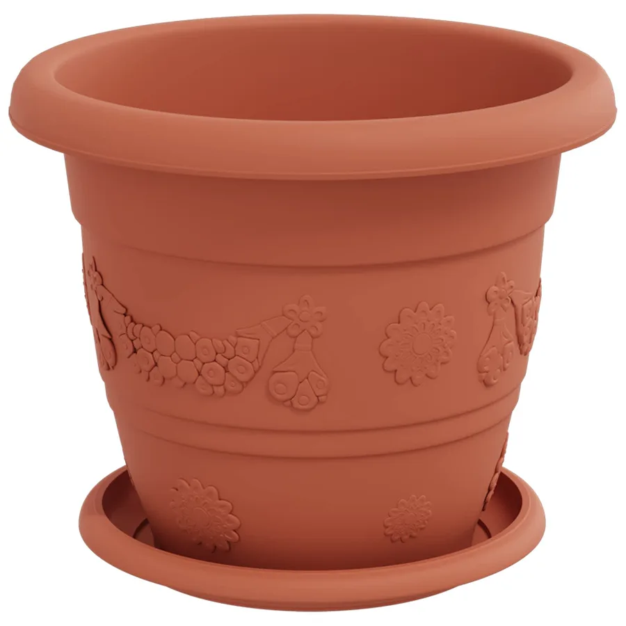 Pots de plantes 6 pcs Rouge brique Ø 22 x 18 cm Plastique - 5