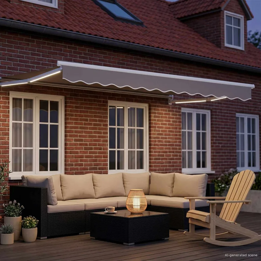 Cadre de store rétractable électrique Blanc 3,5 x 2,5 m - 3